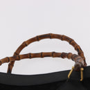 GUCCI Bamboo Hand Bag Suede Black Gold Auth ep14851-8