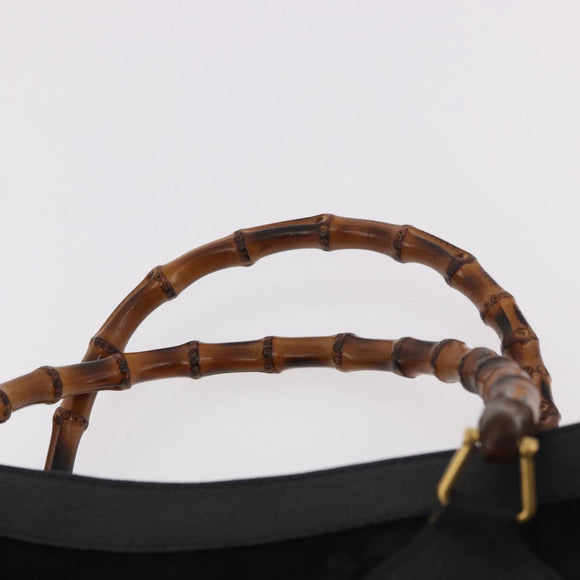 GUCCI Bamboo Hand Bag Suede Black Gold Auth ep14851