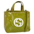 GUCCI Hand Bag Patent leather 2way Green Silver Auth ep14853-1