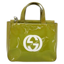 GUCCI Hand Bag Patent leather 2way Green Silver Auth ep14853-2