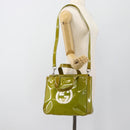 GUCCI Hand Bag Patent leather 2way Green Silver Auth ep14853-26