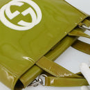 GUCCI Hand Bag Patent leather 2way Green Silver Auth ep14853-6