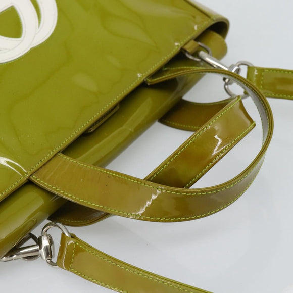 GUCCI Hand Bag Patent leather 2way Green Silver Auth ep14853