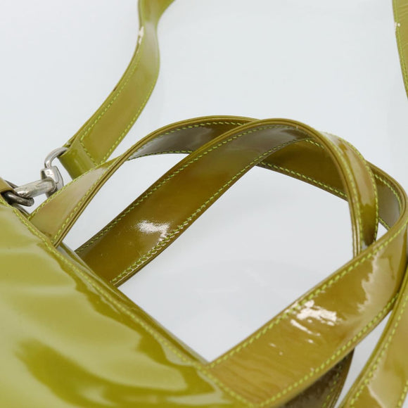 GUCCI Hand Bag Patent leather 2way Green Silver Auth ep14853