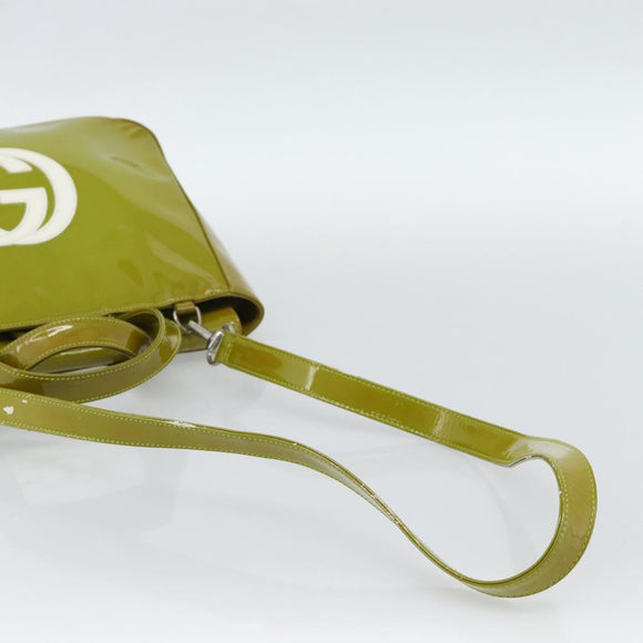 GUCCI Hand Bag Patent leather 2way Green Silver Auth ep14853