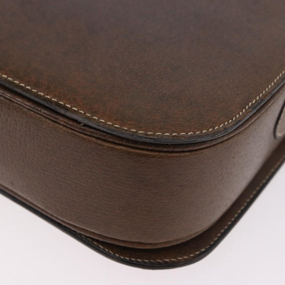 CELINE Horse Carriage Shoulder Bag Leather Brown Gold Auth ep14860