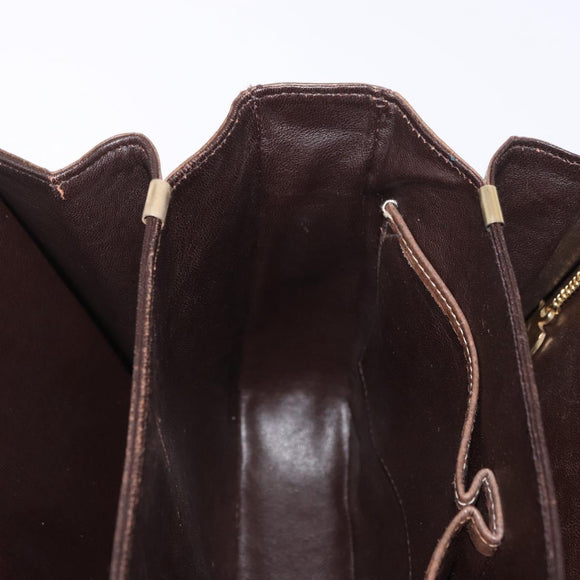 CELINE Horse Carriage Shoulder Bag Leather Brown Gold Auth ep14860
