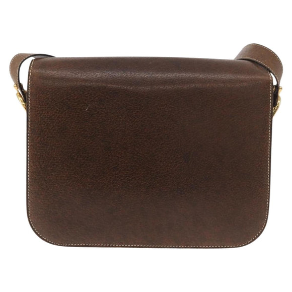 CELINE Horse Carriage Shoulder Bag Leather Brown Gold Auth ep14860