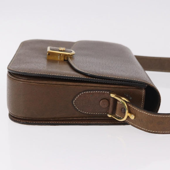 CELINE Horse Carriage Shoulder Bag Leather Brown Gold Auth ep14860