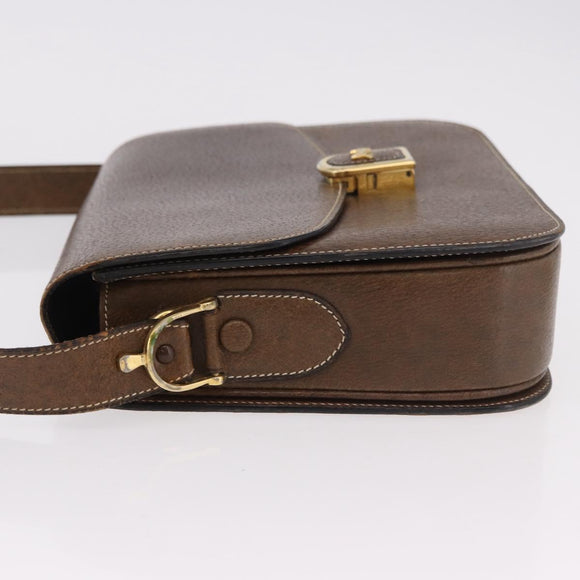 CELINE Horse Carriage Shoulder Bag Leather Brown Gold Auth ep14860