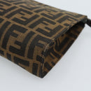 FENDI Zucca Canvas Pouch Black Brown Auth ep14861-14