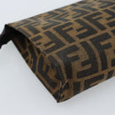 FENDI Zucca Canvas Pouch Black Brown Auth ep14861-15
