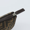 FENDI Zucca Canvas Pouch Black Brown Auth ep14861-9