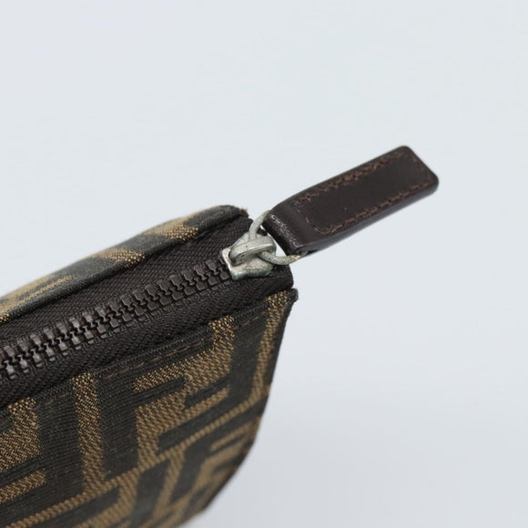 FENDI Zucca Canvas Pouch Black Brown Auth ep14861