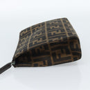 FENDI Zucca Canvas Pouch Black Brown Auth ep14861-3