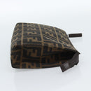 FENDI Zucca Canvas Pouch Black Brown Auth ep14861-4