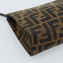 FENDI Zucca Canvas Pouch Black Brown Auth ep14861-8