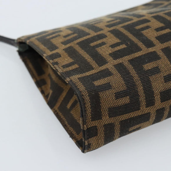 FENDI Zucca Canvas Pouch Black Brown Auth ep14861