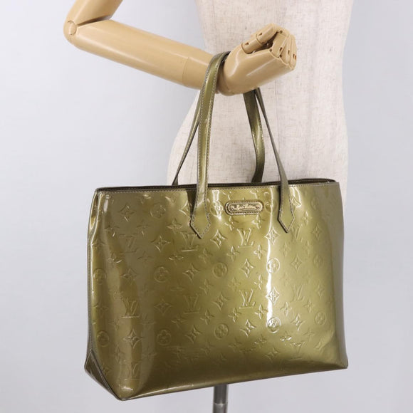 LOUIS VUITTON Monogram Vernis Wilshire GM Tote Bag Gris Art Deco LV Auth ep14862