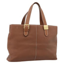 Burberrys Hand Bag Leather Brown Gold Auth ep14863-1