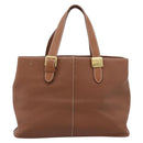Burberrys Hand Bag Leather Brown Gold Auth ep14863-13