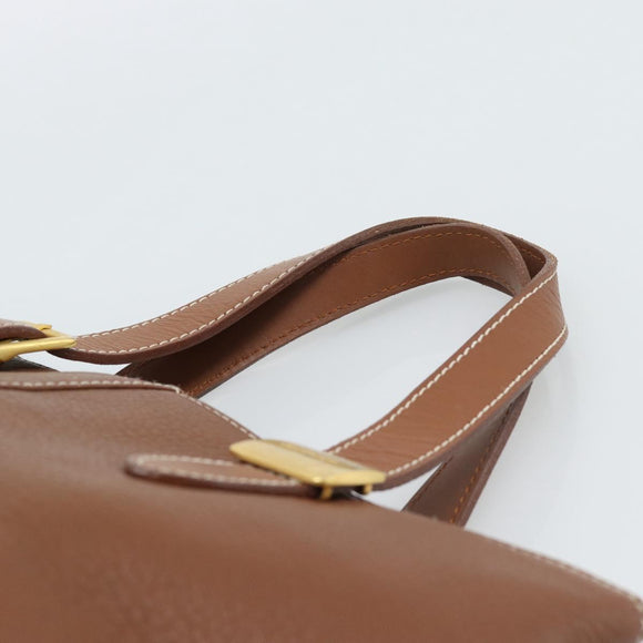 Burberrys Hand Bag Leather Brown Gold Auth ep14863