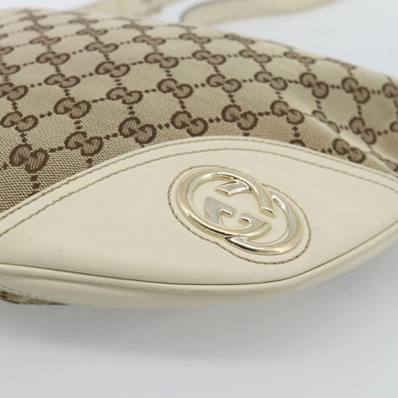 GUCCI GG Canvas Newbrit Shoulder Bag Beige Gold 169998 Auth ep14864