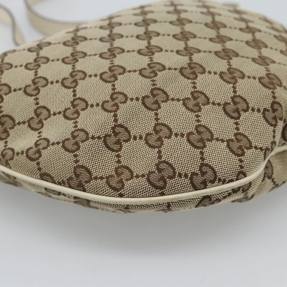 GUCCI GG Canvas Newbrit Shoulder Bag Beige Gold 169998 Auth