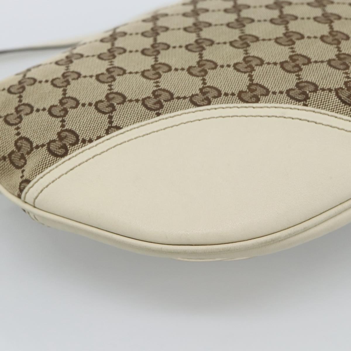 GUCCI GG Canvas Newbrit Shoulder Bag Beige Gold 169998 Auth