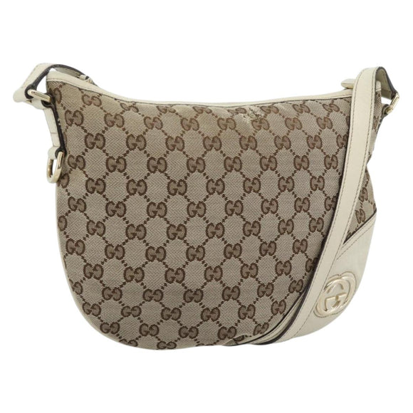 GUCCI GG Canvas Newbrit Shoulder Bag Beige Gold 169998 Auth ep14864