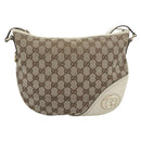 GUCCI GG Canvas Newbrit Shoulder Bag Beige Gold 169998 Auth ep14864-13