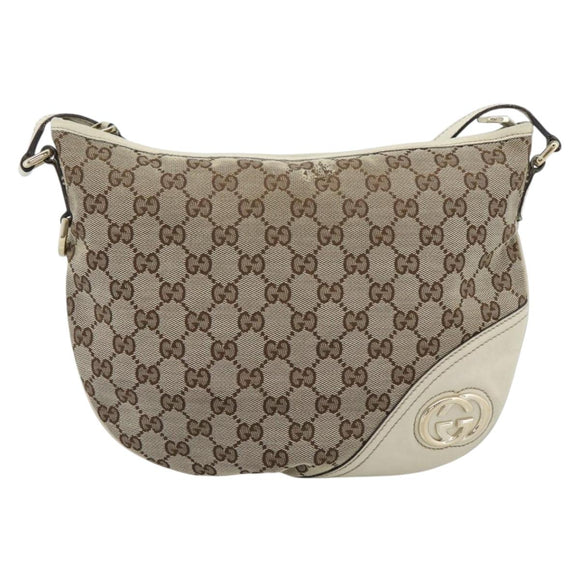 GUCCI GG Canvas Newbrit Shoulder Bag Beige Gold 169998 Auth ep14864