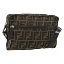 FENDI Zucca Canvas Shoulder Bag Black Brown Auth ep14866A-1