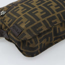 FENDI Zucca Canvas Shoulder Bag Black Brown Auth ep14866A-15