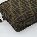 FENDI Zucca Canvas Shoulder Bag Black Brown Auth ep14866A-17
