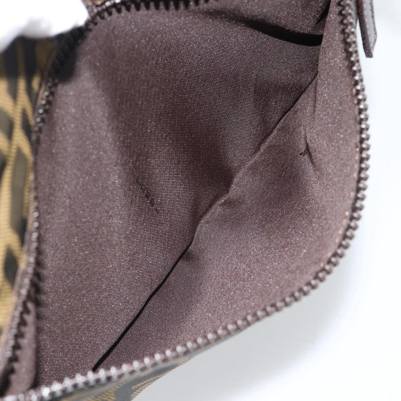 FENDI Zucca Canvas Shoulder Bag Black Brown Auth ep14866A