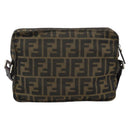 FENDI Zucca Canvas Shoulder Bag Black Brown Auth ep14866A-2