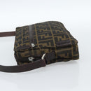 FENDI Zucca Canvas Shoulder Bag Black Brown Auth ep14866A-3
