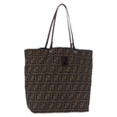 FENDI Zucca Canvas Tote Bag Black Brown gold Auth ep14867-1