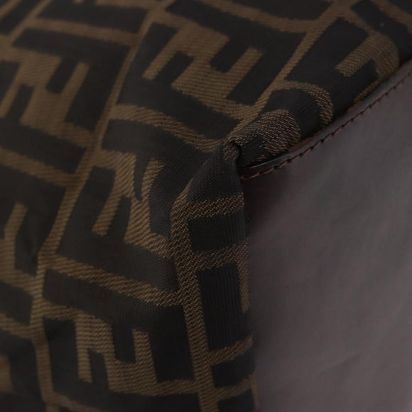 FENDI Zucca Canvas Tote Bag Black Brown gold Auth ep14867