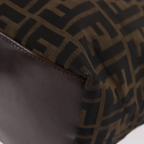 FENDI Zucca Canvas Tote Bag Black Brown gold Auth ep14867