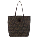 FENDI Zucca Canvas Tote Bag Black Brown gold Auth ep14867-2