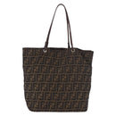 FENDI Zucca Canvas Tote Bag Black Brown gold Auth ep14867-3