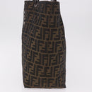 FENDI Zucca Canvas Tote Bag Black Brown gold Auth ep14867-4