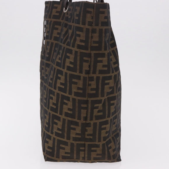 FENDI Zucca Canvas Tote Bag Black Brown gold Auth ep14867