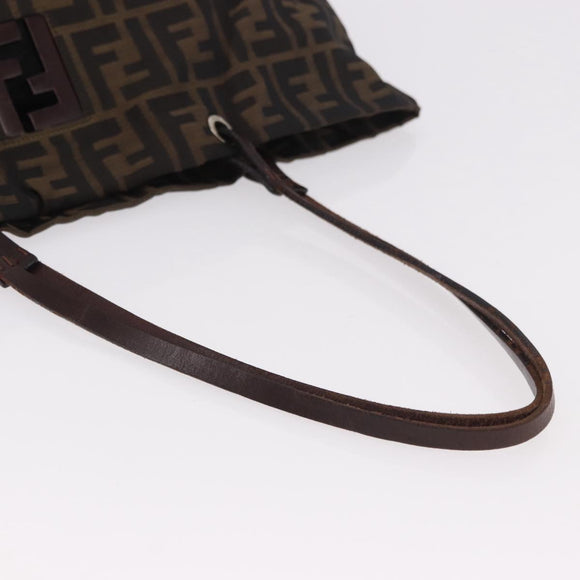FENDI Zucca Canvas Tote Bag Black Brown gold Auth ep14867