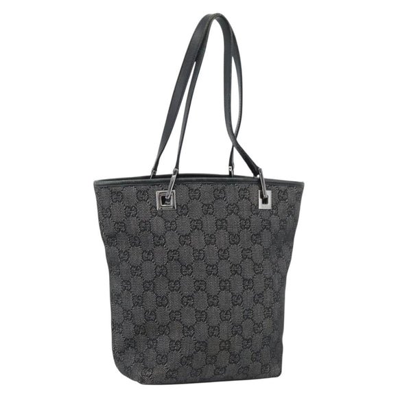 GUCCI GG Canvas Tote Bag Black Silver 31244 Auth ep14868