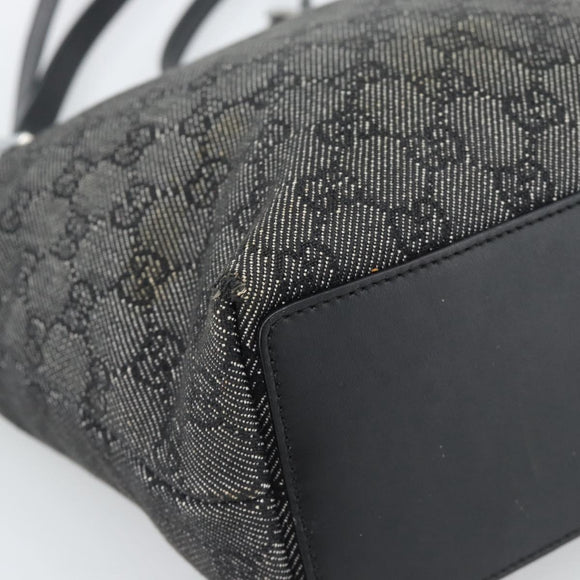 GUCCI GG Canvas Tote Bag Black Silver 31244 Auth ep14868