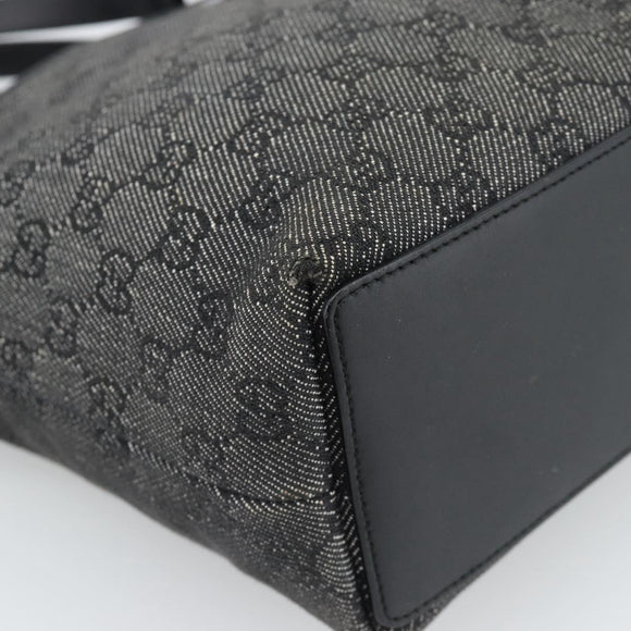 GUCCI GG Canvas Tote Bag Black Silver 31244 Auth ep14868