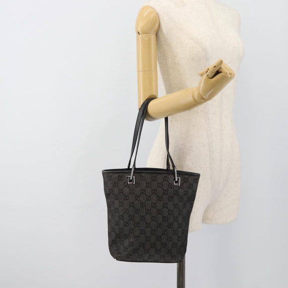 GUCCI GG Canvas Tote Bag Black Silver 31244 Auth ep14868